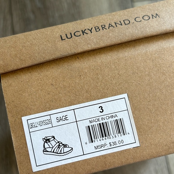 NEW Lucky Brand Girls Adjustable Buckle Sandals, Sage/White - Picture 6 of 6